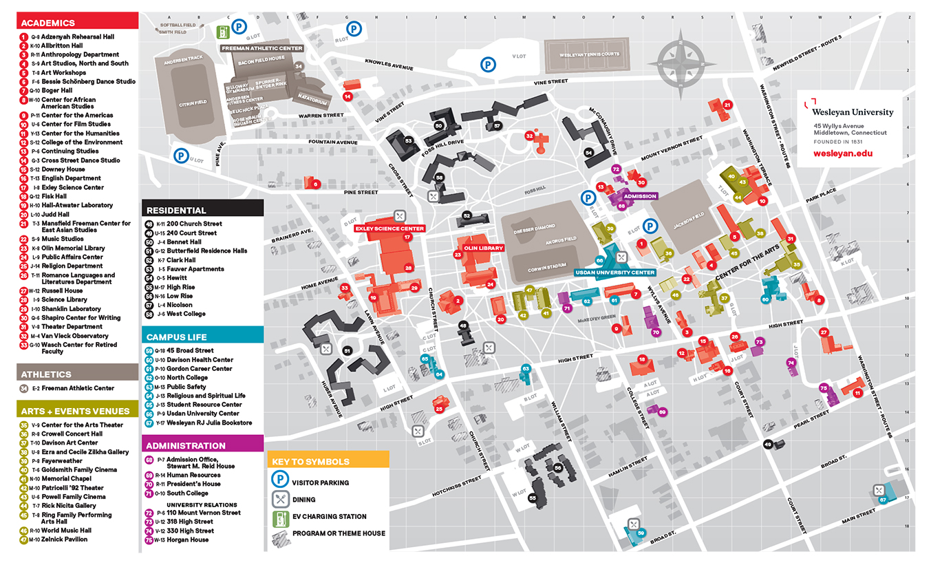 Wesleyan College Campus Map Printable Campus Map, About   Wesleyan University