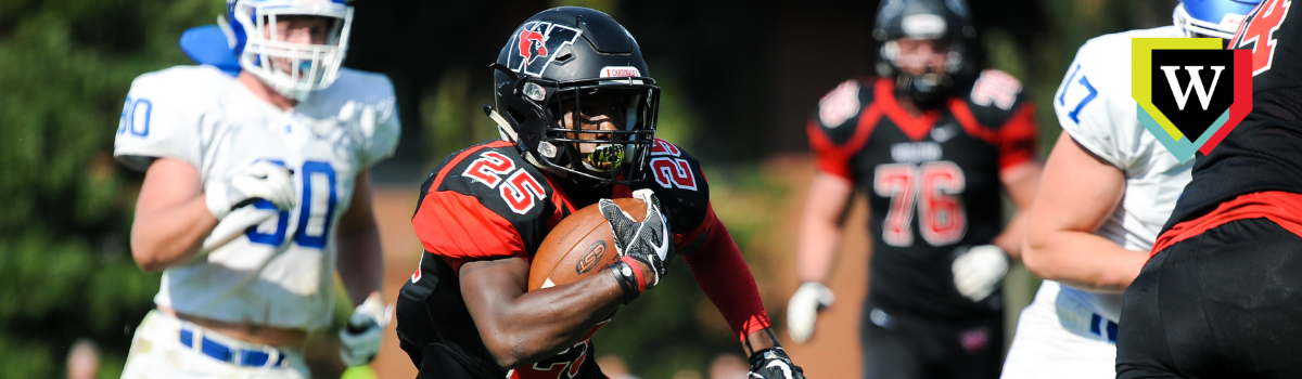 Football player on Homecoming Family Weekend