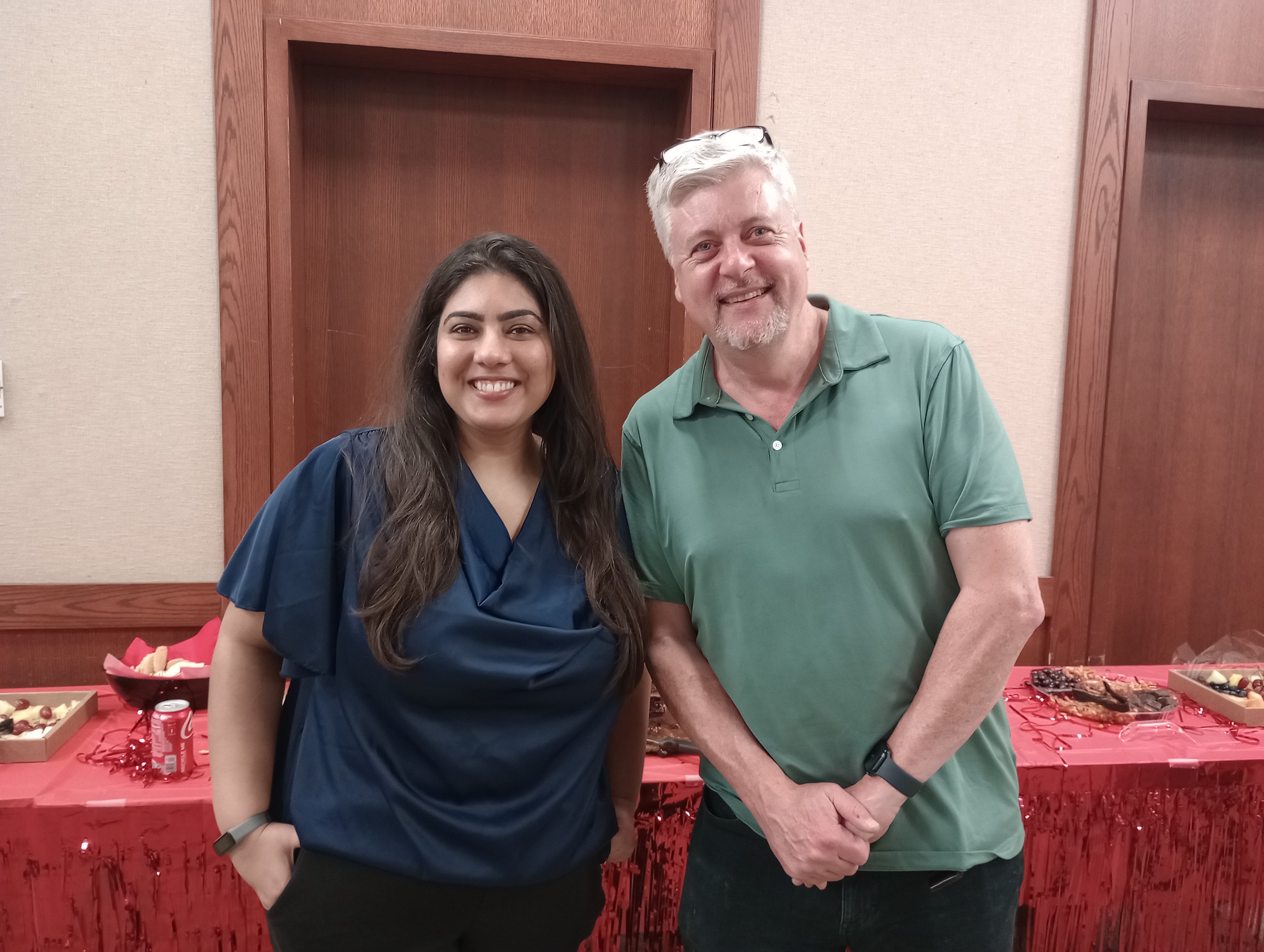 Ghazia Abbas and Bob Lane at Ph.D. defense celebration