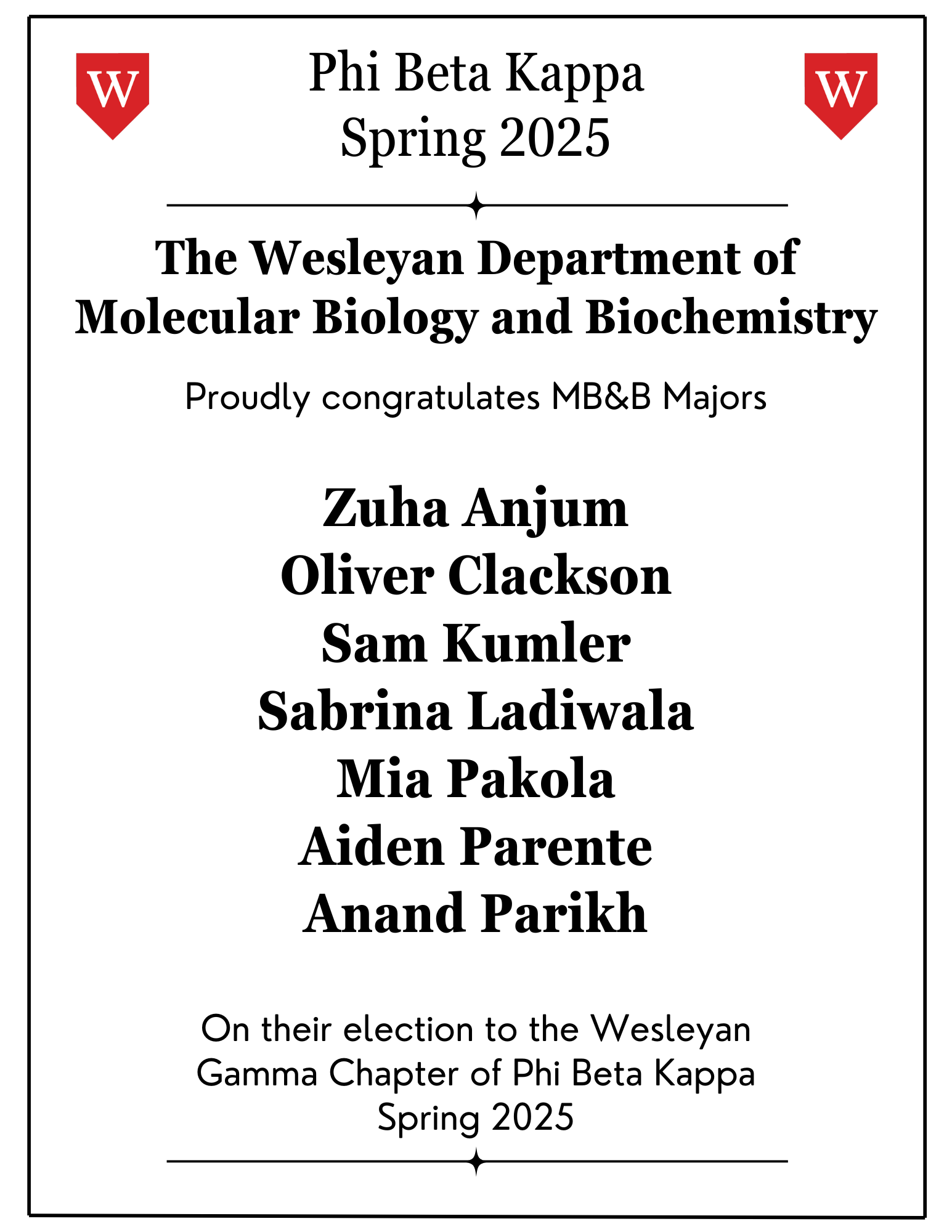 Spring 2025 PBK Announcement