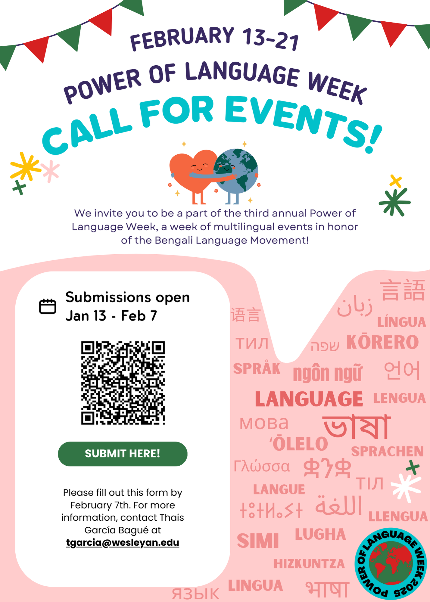 2025 Power of Language Week call for events flyer