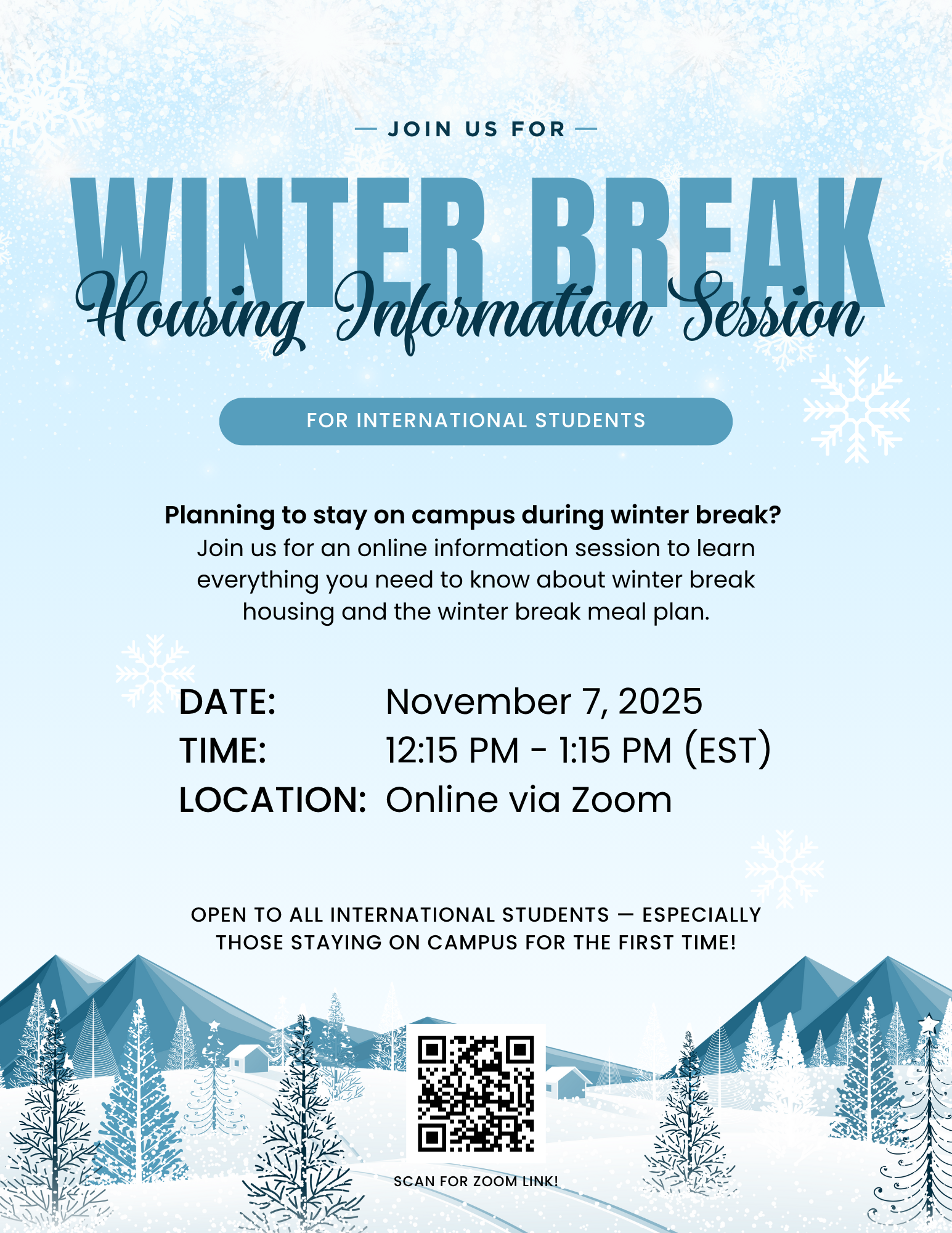 Flyer for Winter Break Information Session